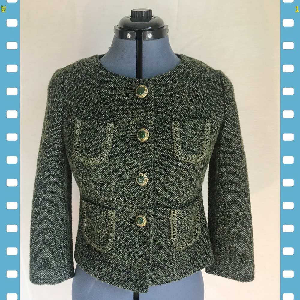 LOFT petitie Olive Green Wool Blend Blazer-2P